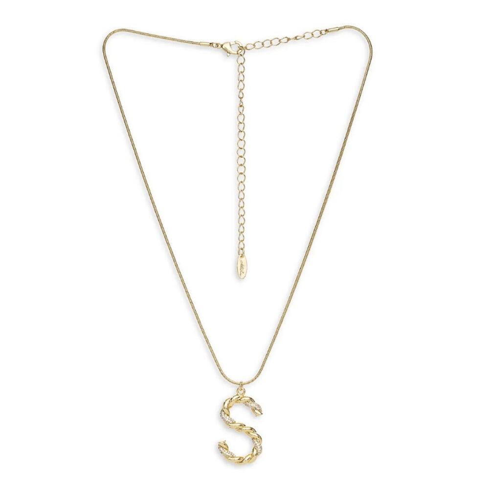 NEW ETTIKA REVOLVE 18K Goldplated Twisted Crystal Initial Pendant Necklace S